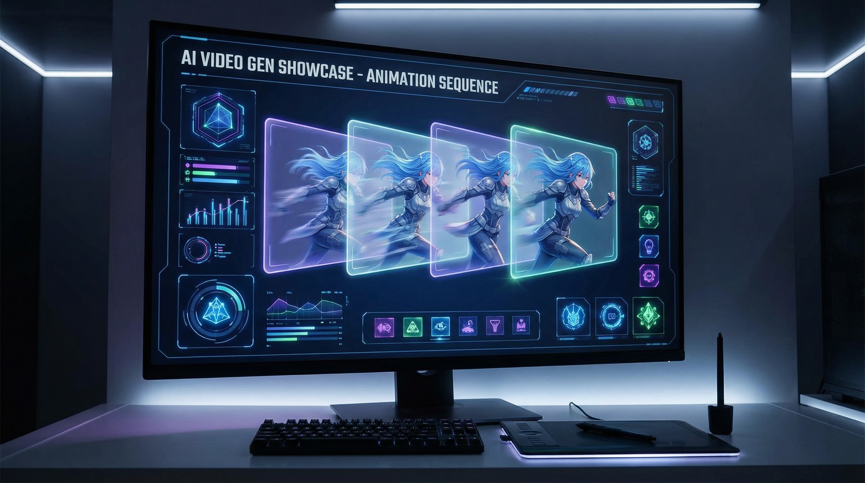 AI video generation showcasing anime character animation sequence