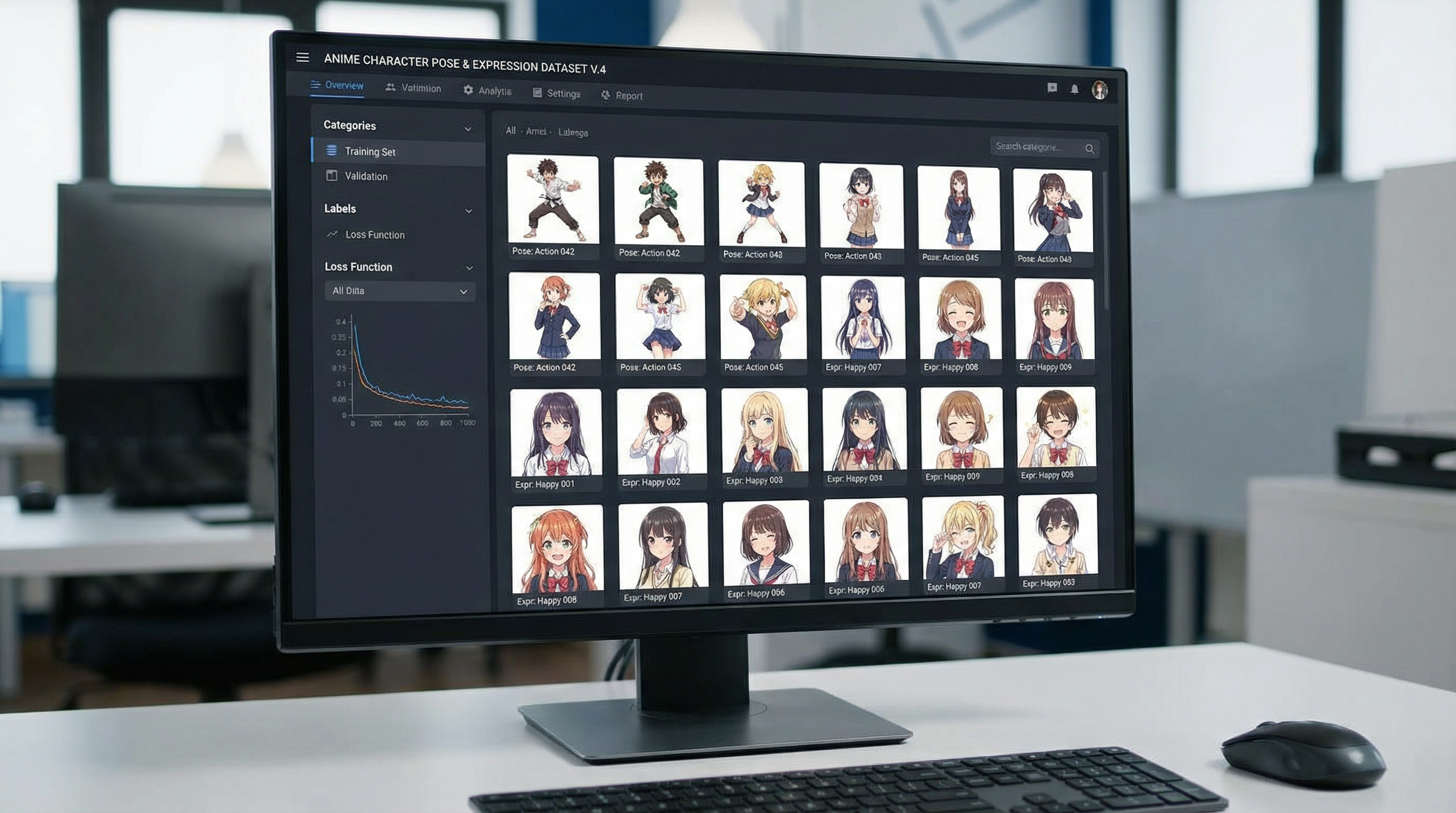 AI model training dataset grid showing organized training images