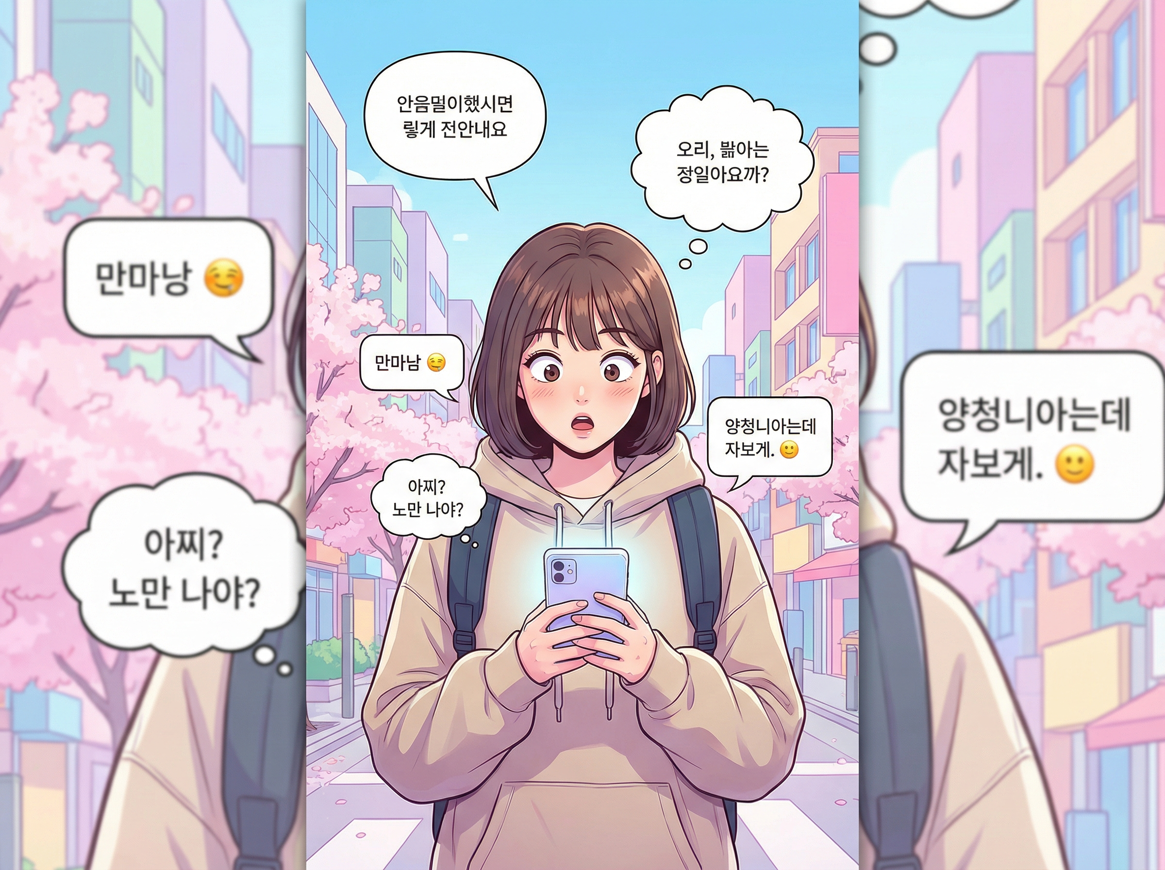 ウェブトゥーンスタイルの例 - フルカラーと表現力豊かなキャラクターデザイン